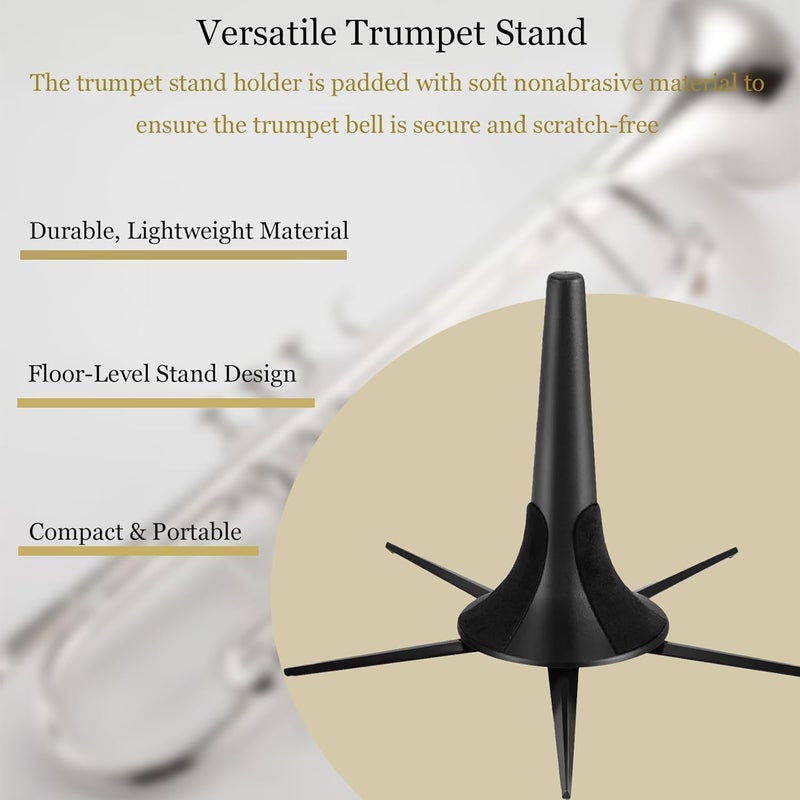 MOONBACK Trumpet Stand and Trumpet Care Kit Mouthpiece, Valve, Snake Brush Kit, Portable Trumpet Stand Holder Foldable Detachable Stable Metal 5 Legs Stand, Valve Brush Flexible Brush - Image 4